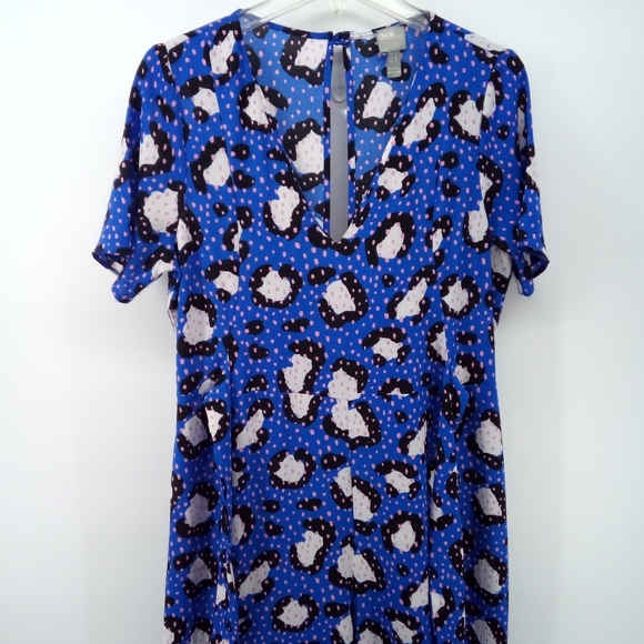 ASOS Electric Blue Pink Animal Print Polka Dot Wide Leg Jumpsuit 6 - Picture 13 of 13